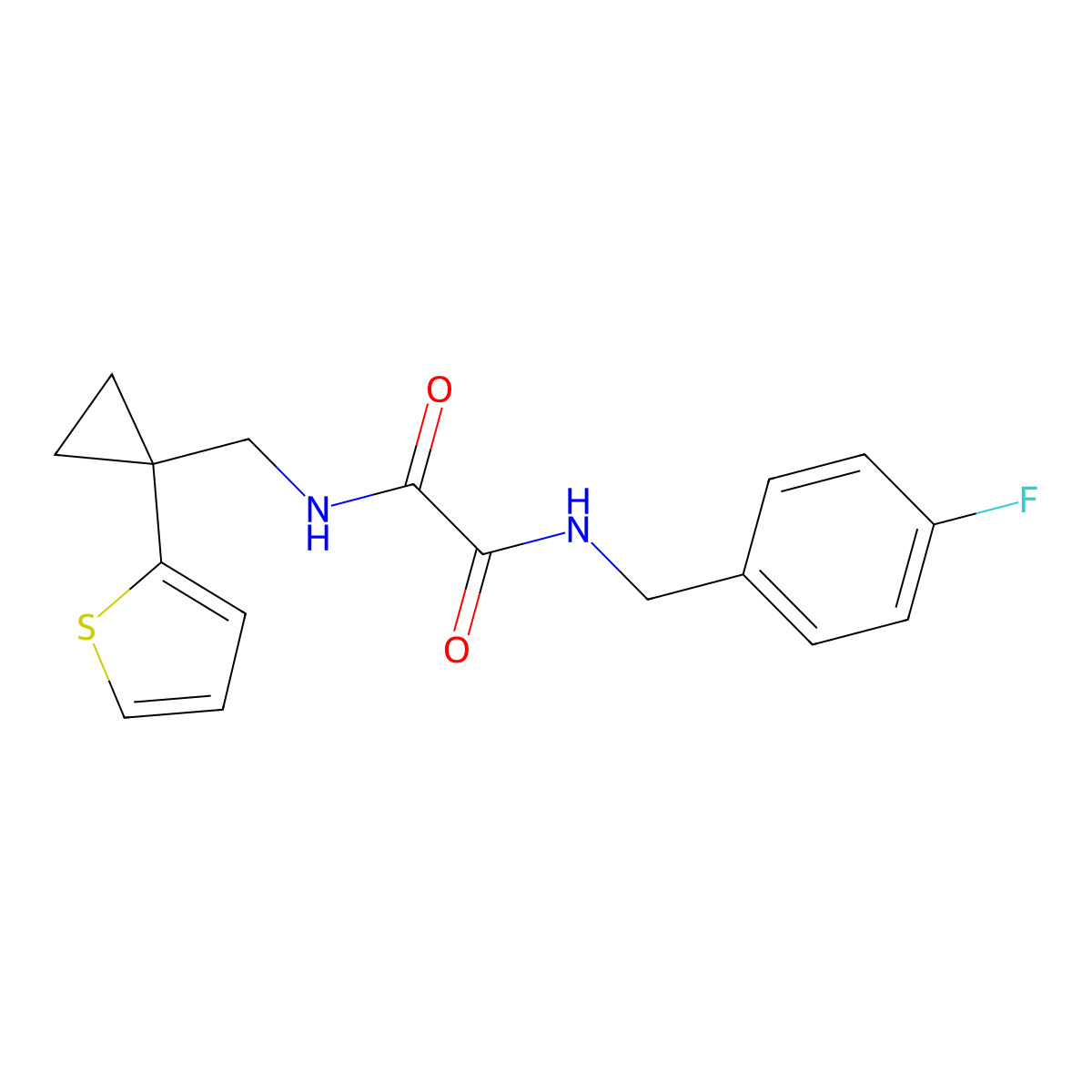 N1-(4-fluorobenzyl)-N2-((1-(thiophen-2-yl)cyclopropyl)methyl)oxalamide molecular structure, CAS 1207022-62-5