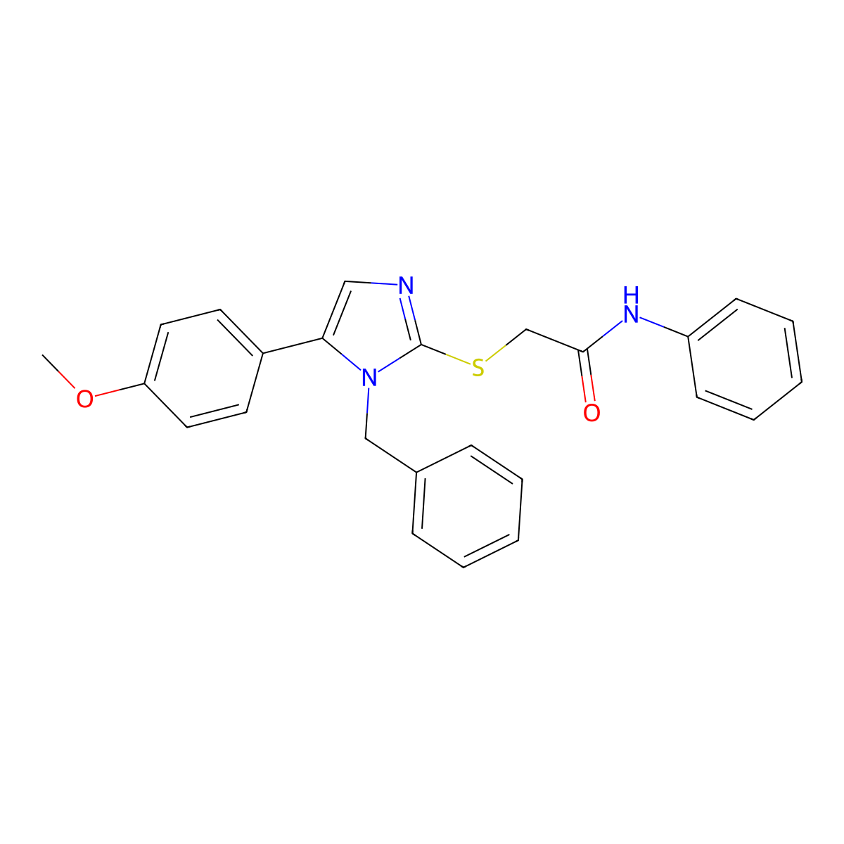 2-((1-benzyl-5-(4-methoxyphenyl)-1H-imidazol-2-yl)thio)-N-phenylacetamide molecular structure, CAS 1207022-66-9