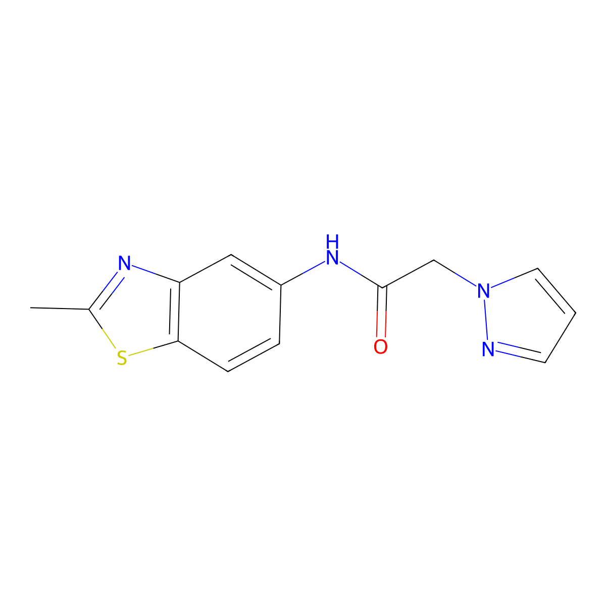 N-(2-methylbenzo[d]thiazol-5-yl)-2-(1H-pyrazol-1-yl)acetamide molecular structure, CAS 1207022-68-1