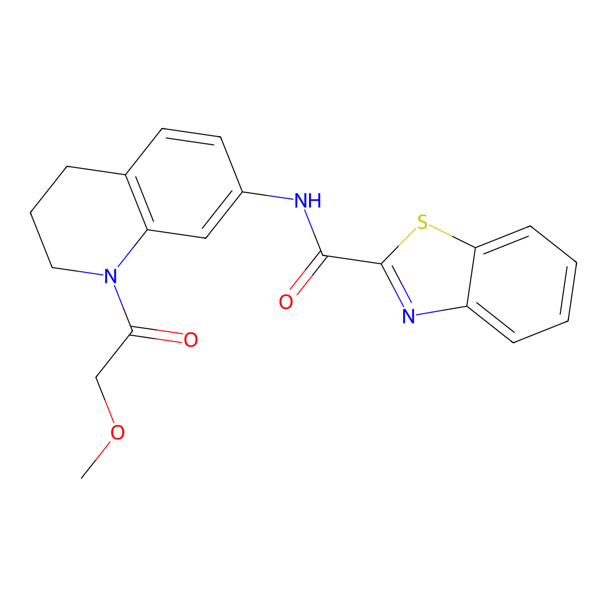 N-(1-(2-methoxyacetyl)-1,2,3,4-tetrahydroquinolin-7-yl)benzo[d]thiazole-2-carboxamide molecular structure, CAS 1207022-72-7