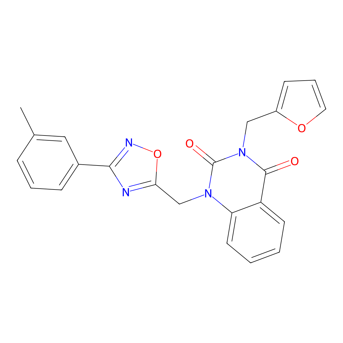 3-[(Furan-2-yl)methyl]-1-{[3-(3-methylphenyl)-1,2,4-oxadiazol-5-yl]methyl}-1,2,3,4-tetrahydroquinazoline-2,4-dione molecular structure, CAS 1207022-74-9