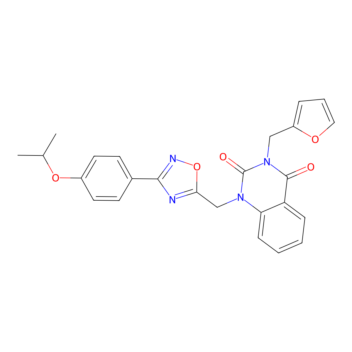 3-[(Furan-2-yl)methyl]-1-({3-[4-(propan-2-yloxy)phenyl]-1,2,4-oxadiazol-5-yl}methyl)-1,2,3,4-tetrahydroquinazoline-2,4-dione molecular structure, CAS 1207022-82-9