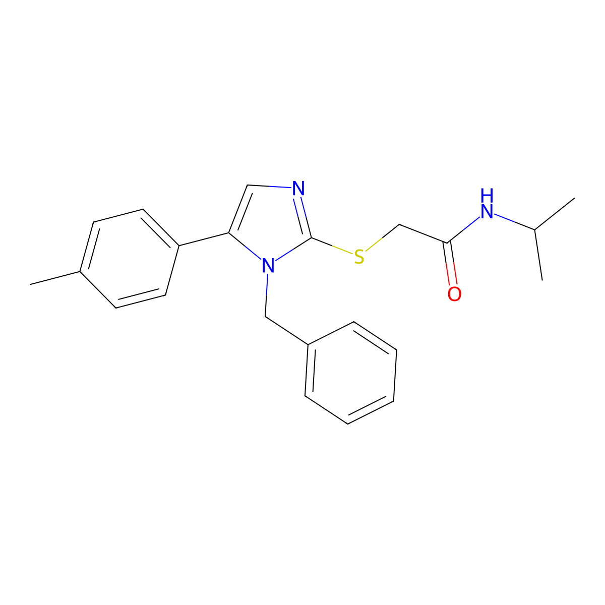 2-((1-benzyl-5-(p-tolyl)-1H-imidazol-2-yl)thio)-N-isopropylacetamide molecular structure, CAS 1207022-86-3