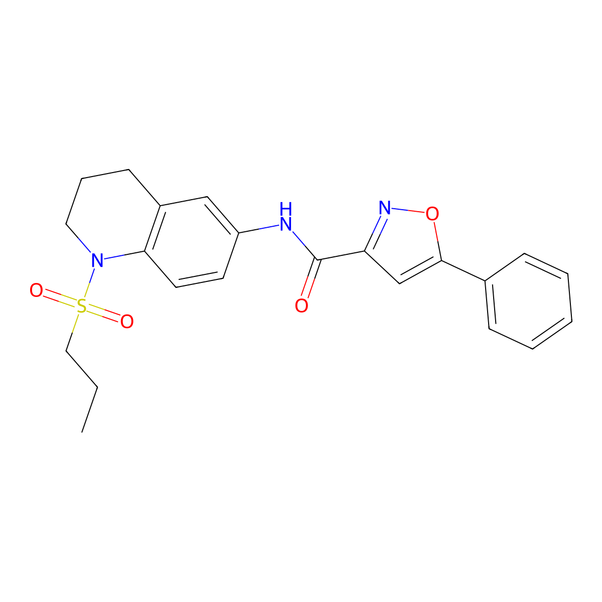 5-phenyl-N-(1-(propylsulfonyl)-1,2,3,4-tetrahydroquinolin-6-yl)isoxazole-3-carboxamide molecular structure, CAS 1207022-93-2
