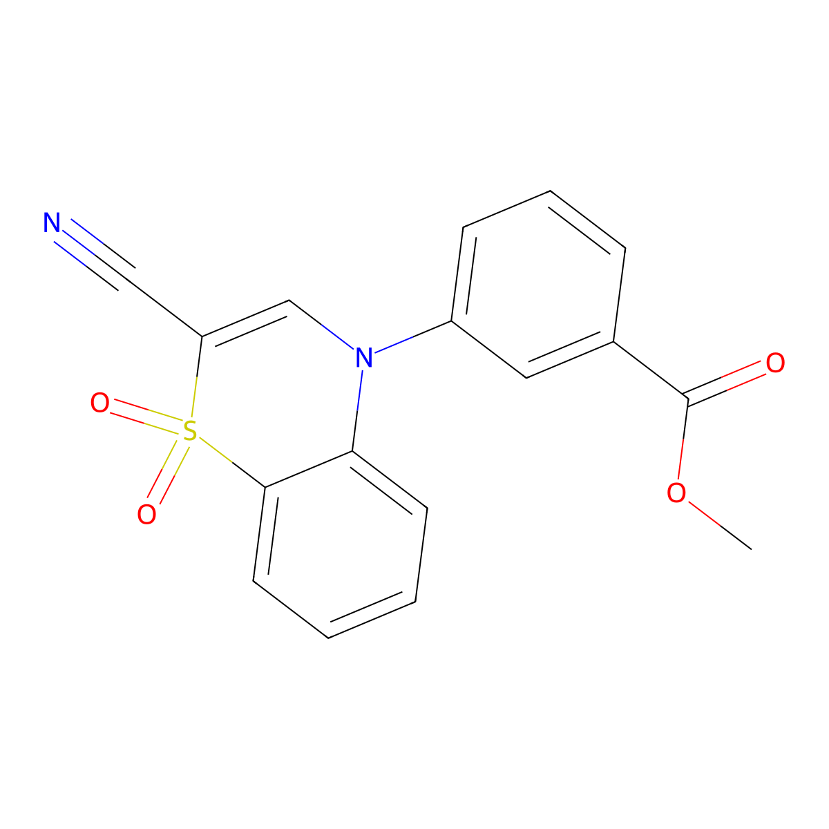 methyl 3-(2-cyano-1,1-dioxido-4H-1,4-benzothiazin-4-yl)benzoate molecular structure, CAS 1207022-98-7