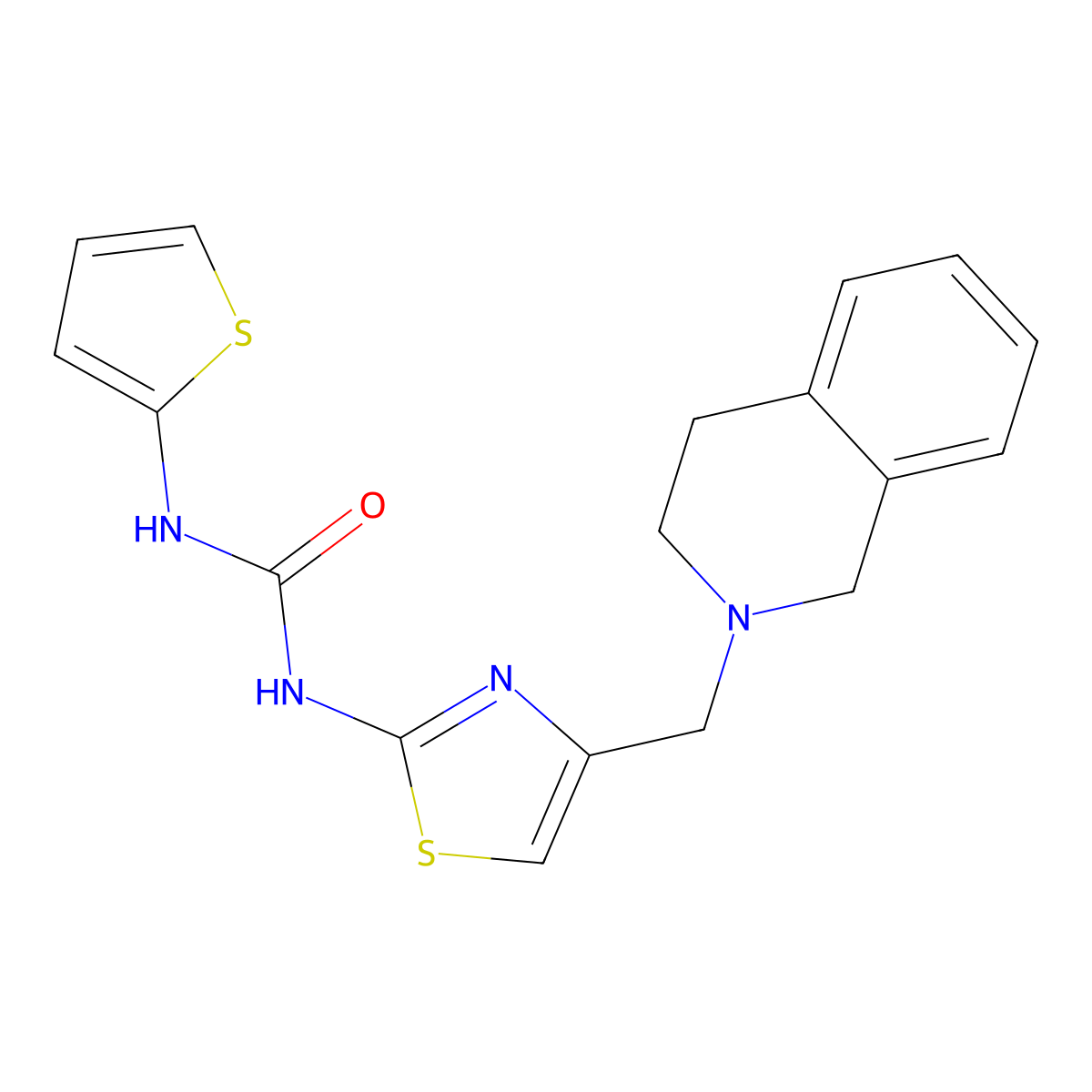 1-(4-((3,4-dihydroisoquinolin-2(1H)-yl)methyl)thiazol-2-yl)-3-(thiophen-2-yl)urea molecular structure, CAS 1207022-99-8