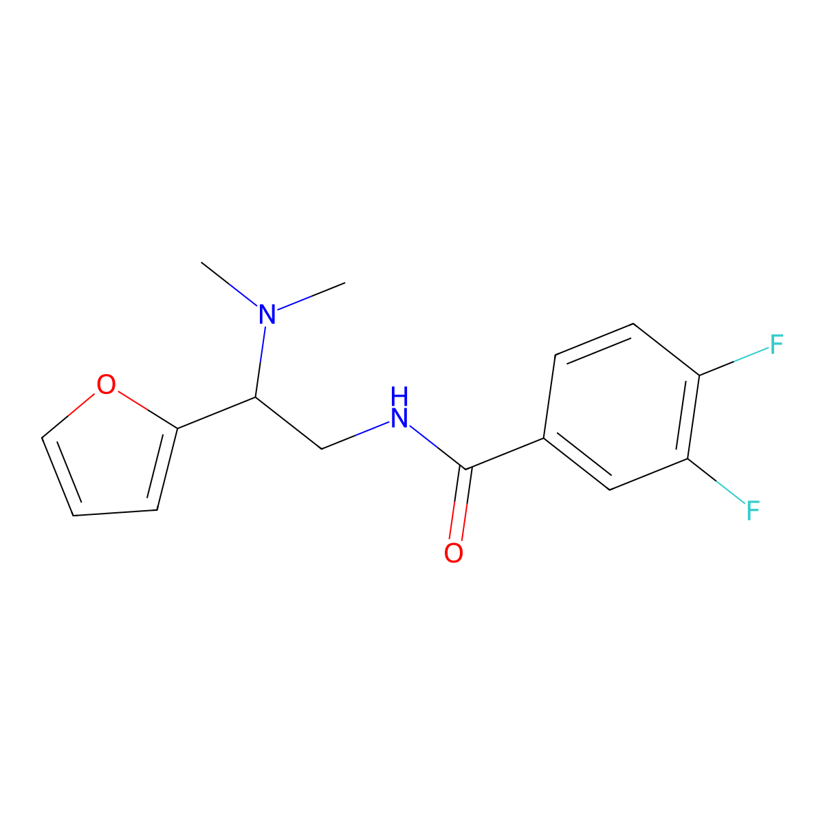N-(2-(dimethylamino)-2-(furan-2-yl)ethyl)-3,4-difluorobenzamide molecular structure, CAS 1207023-04-8