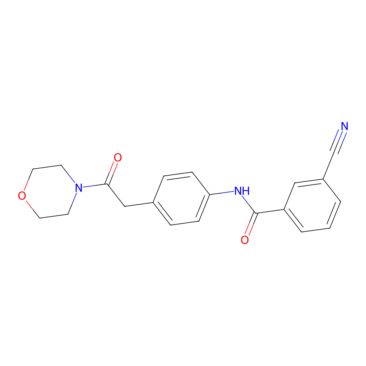 3-cyano-N-(4-(2-morpholino-2-oxoethyl)phenyl)benzamide molecular structure, CAS 1207023-05-9
