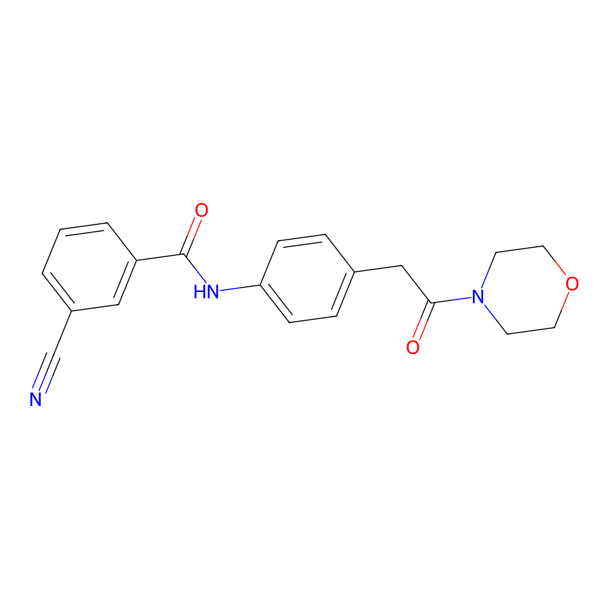 3-cyano-N-(4-(2-morpholino-2-oxoethyl)phenyl)benzamide molecular structure, CAS 1207023-05-9