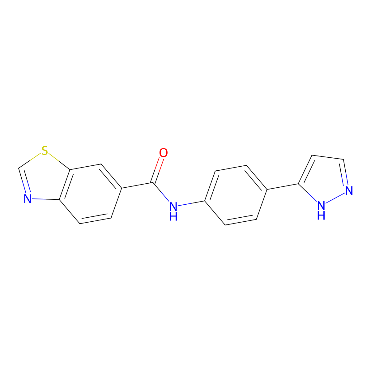 N-(4-(1H-pyrazol-3-yl)phenyl)benzo[d]thiazole-6-carboxamide molecular structure, CAS 1207023-07-1