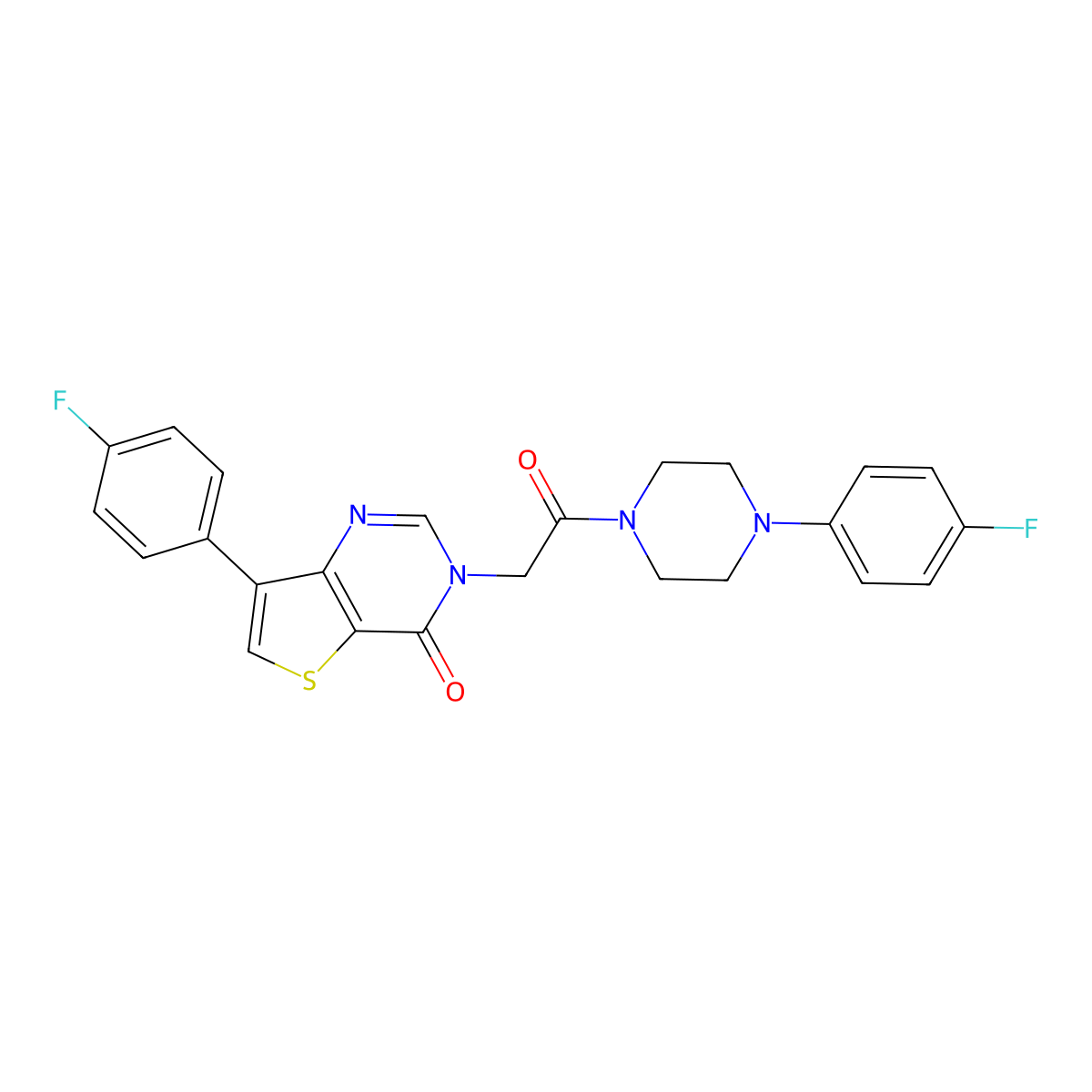 7-(4-fluorophenyl)-3-{2-[4-(4-fluorophenyl)piperazin-1-yl]-2-oxoethyl}thieno[3,2-d]pyrimidin-4(3H)-one molecular structure, CAS 1207023-17-3