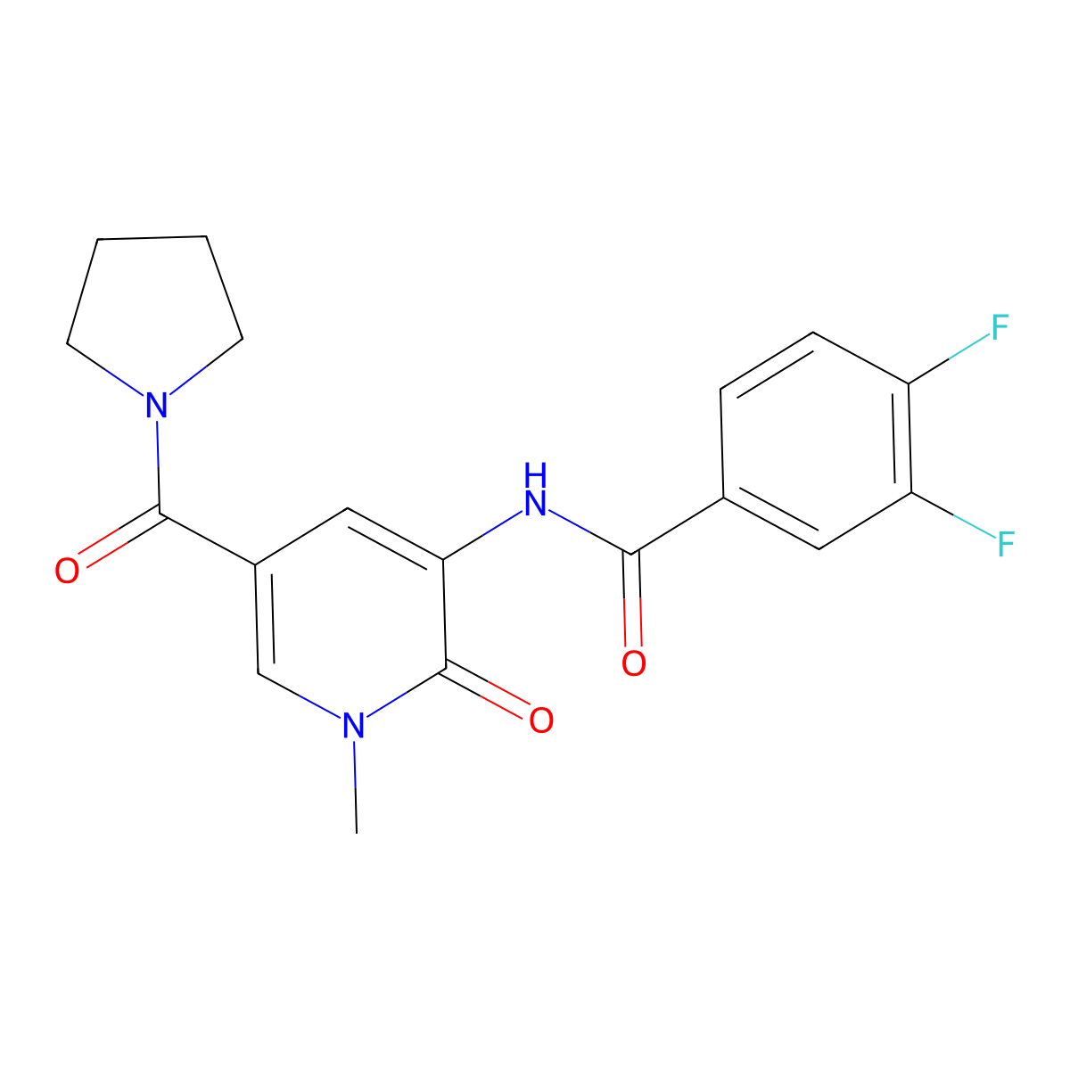 3,4-difluoro-N-[1-methyl-2-oxo-5-(pyrrolidine-1-carbonyl)-1,2-dihydropyridin-3-yl]benzamide molecular structure, CAS 1207023-18-4