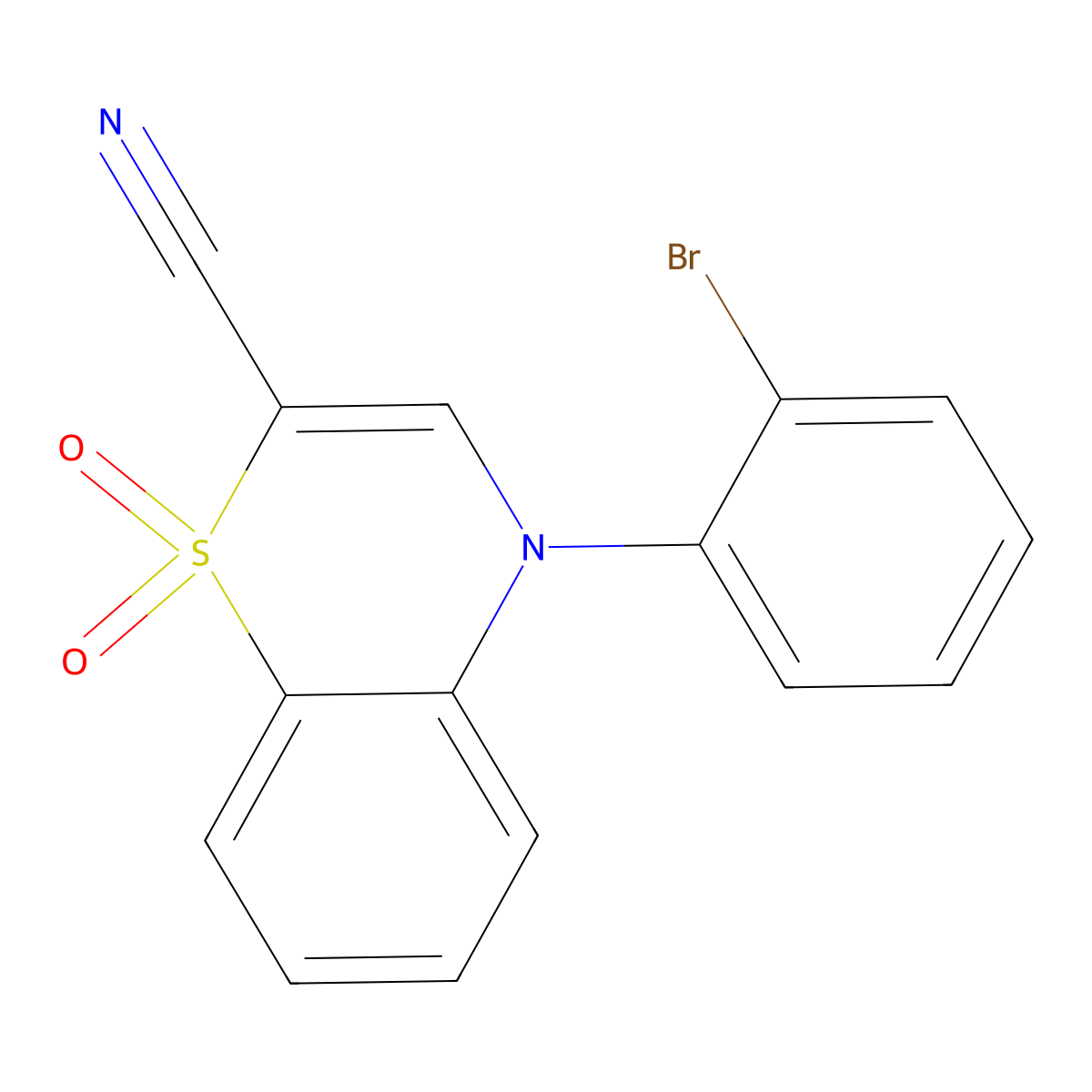 4-(2-bromophenyl)-4H-benzo[b][1,4]thiazine-2-carbonitrile 1,1-dioxide molecular structure, CAS 1207023-19-5