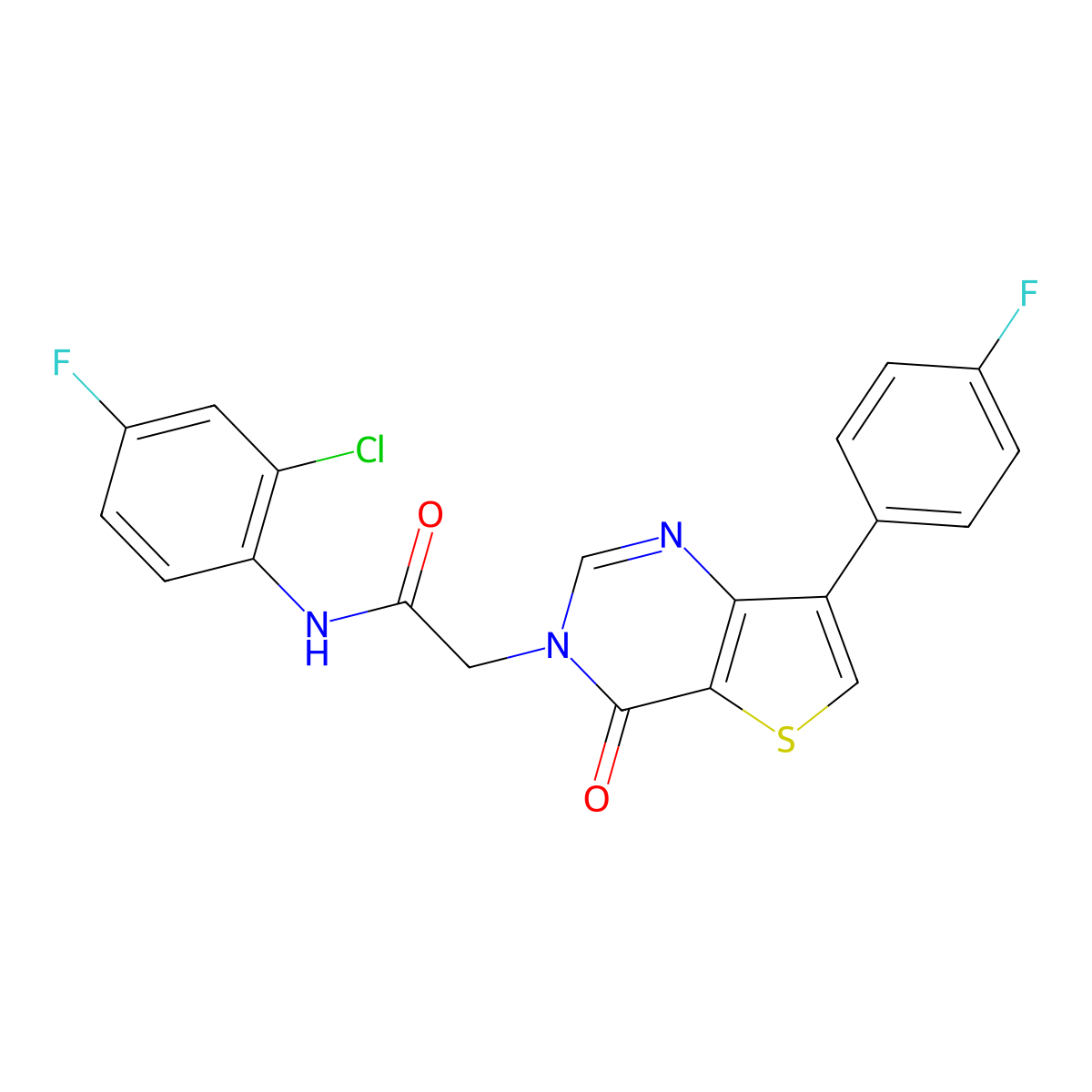 N-(2-chloro-4-fluorophenyl)-2-[7-(4-fluorophenyl)-4-oxothieno[3,2-d]pyrimidin-3(4H)-yl]acetamide molecular structure, CAS 1207023-25-3