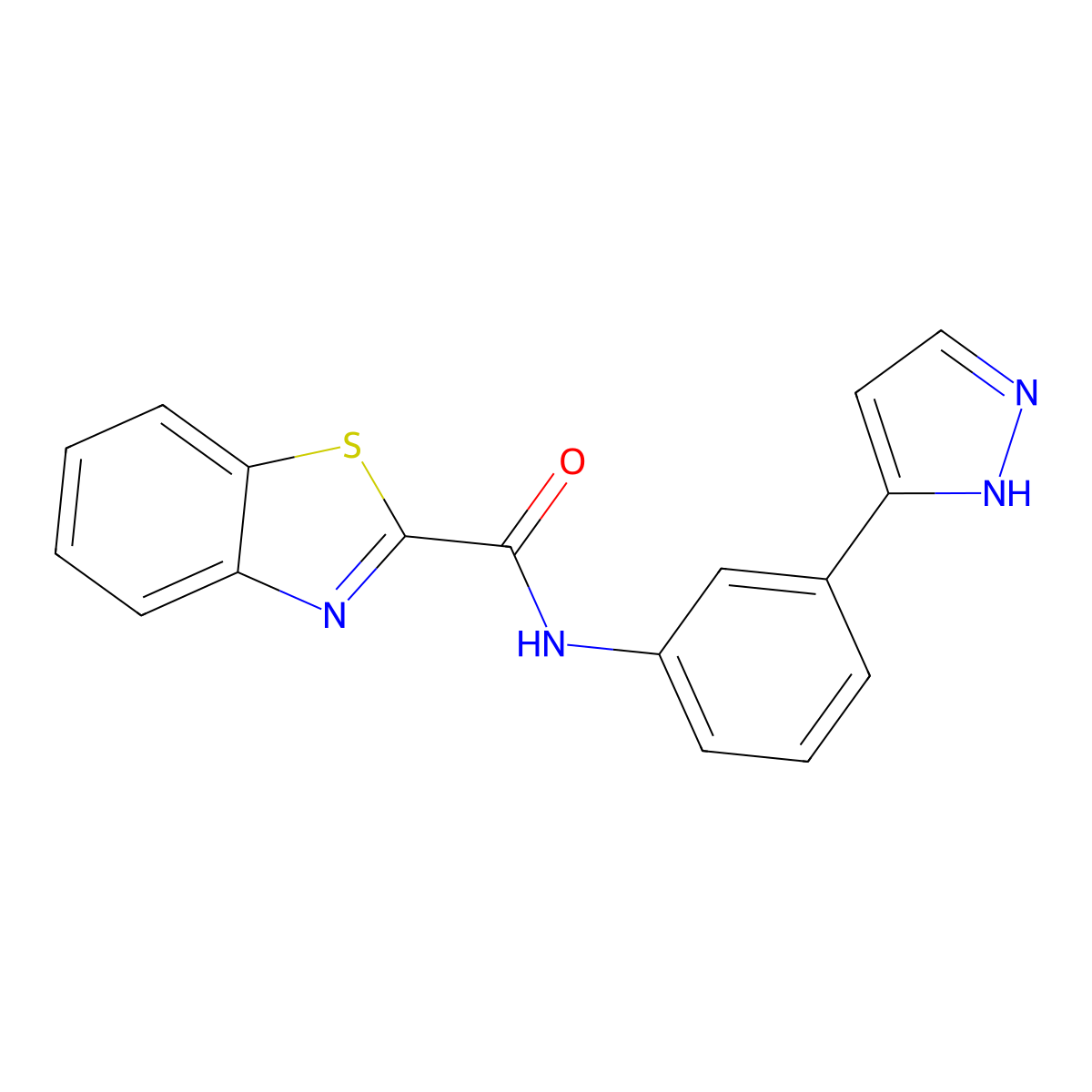 N-[3-(1H-pyrazol-3-yl)phenyl]-1,3-benzothiazole-2-carboxamide molecular structure, CAS 1207023-33-3