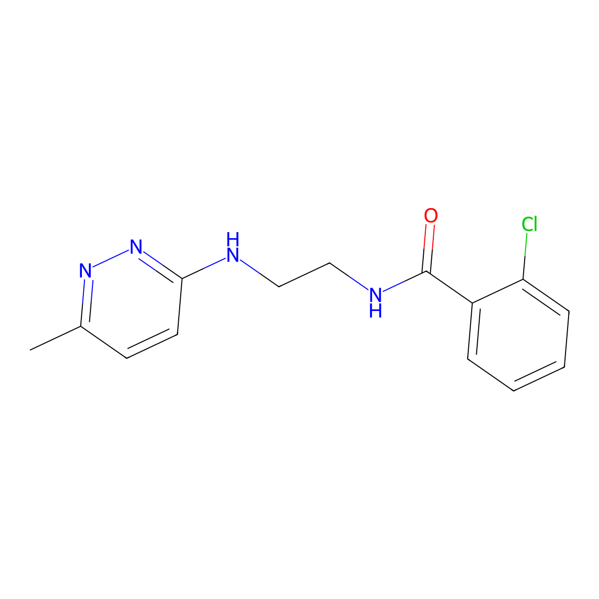 2-chloro-N-(2-((6-methylpyridazin-3-yl)amino)ethyl)benzamide molecular structure, CAS 1207023-34-4