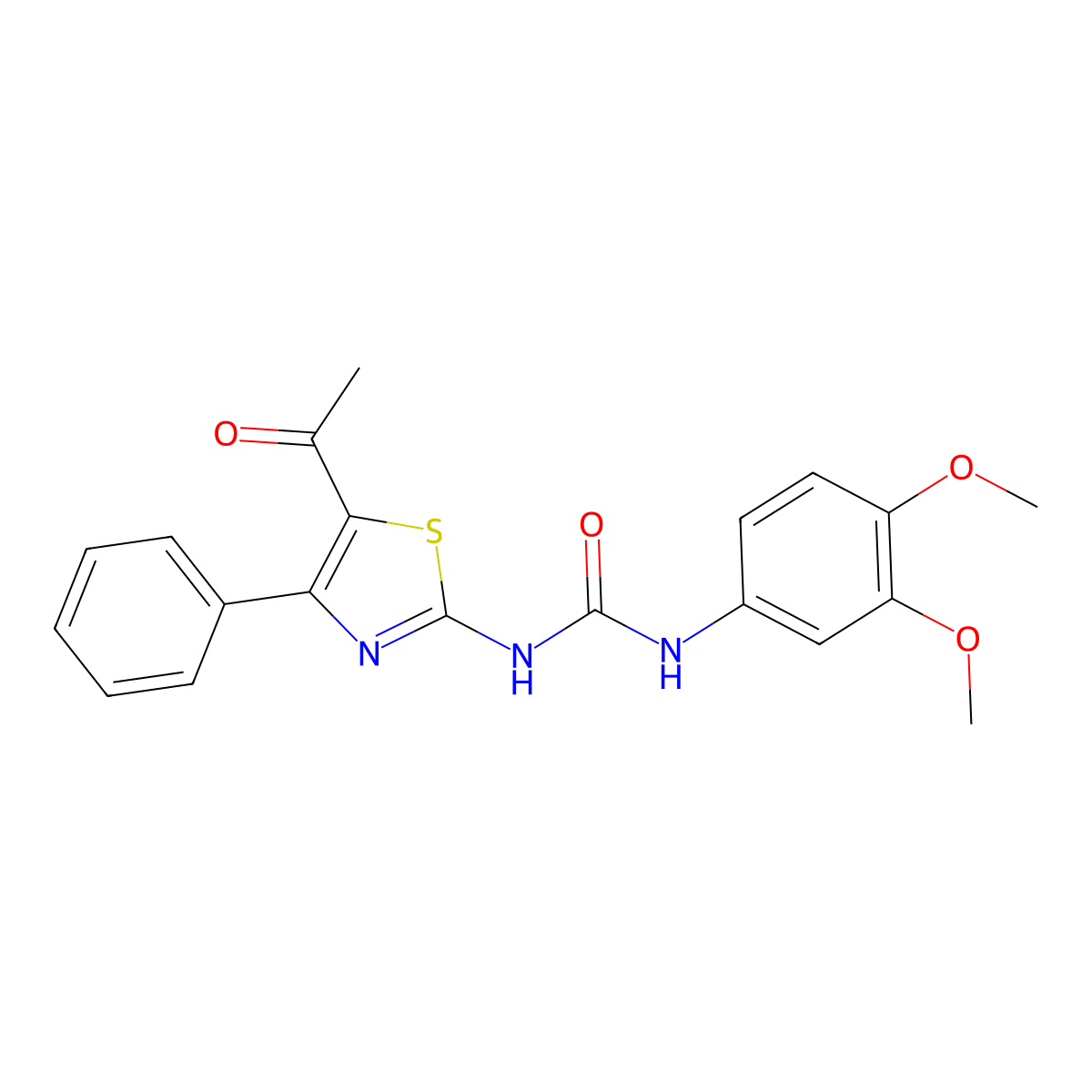 1-(5-Acetyl-4-phenylthiazol-2-yl)-3-(3,4-dimethoxyphenyl)urea molecular structure, CAS 1207023-36-6