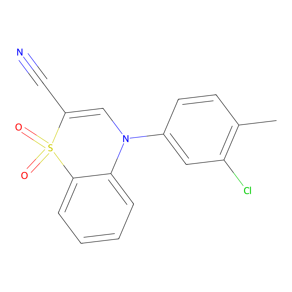 4-(3-chloro-4-methylphenyl)-4H-1,4-benzothiazine-2-carbonitrile 1,1-dioxide molecular structure, CAS 1207023-39-9