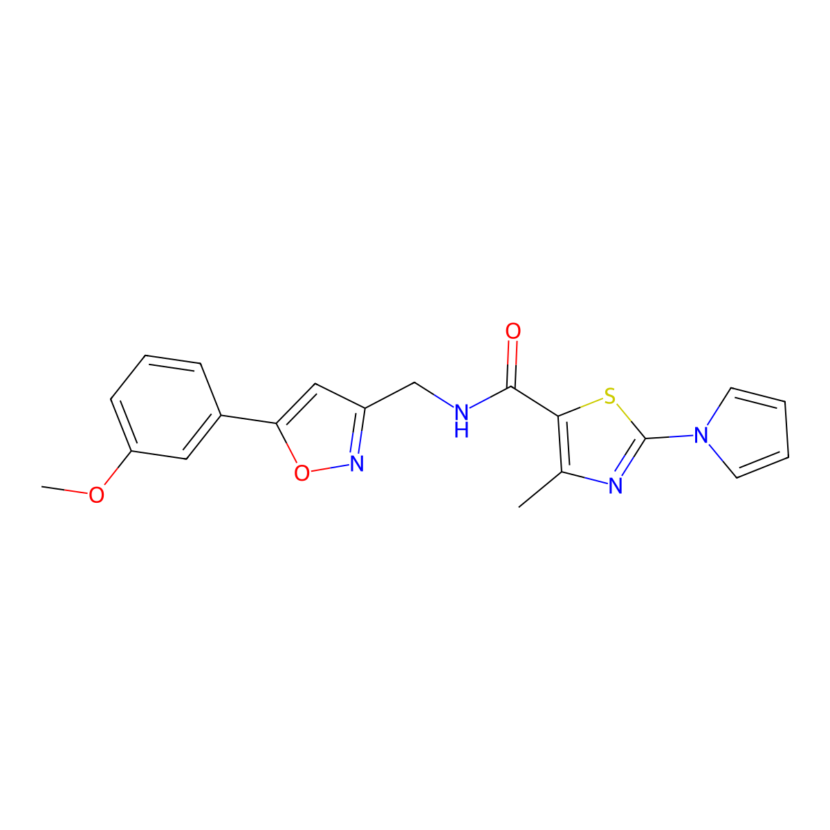 N-((5-(3-methoxyphenyl)isoxazol-3-yl)methyl)-4-methyl-2-(1H-pyrrol-1-yl)thiazole-5-carboxamide molecular structure, CAS 1207023-41-3