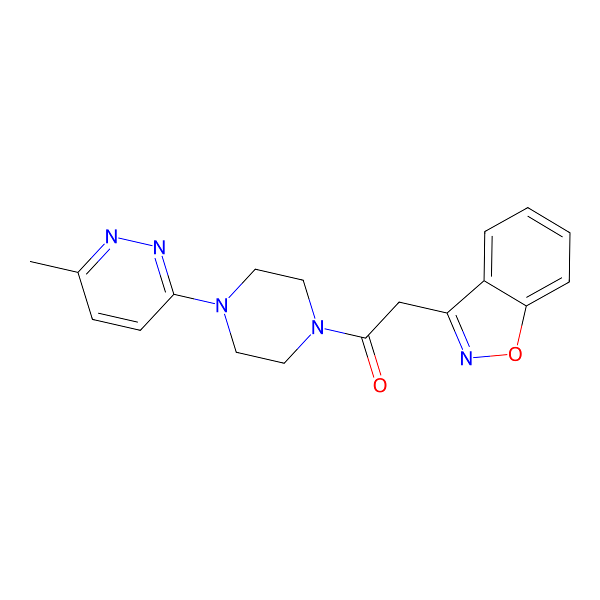 2-(Benzo[d]isoxazol-3-yl)-1-(4-(6-methylpyridazin-3-yl)piperazin-1-yl)ethanone molecular structure, CAS 1207023-42-4