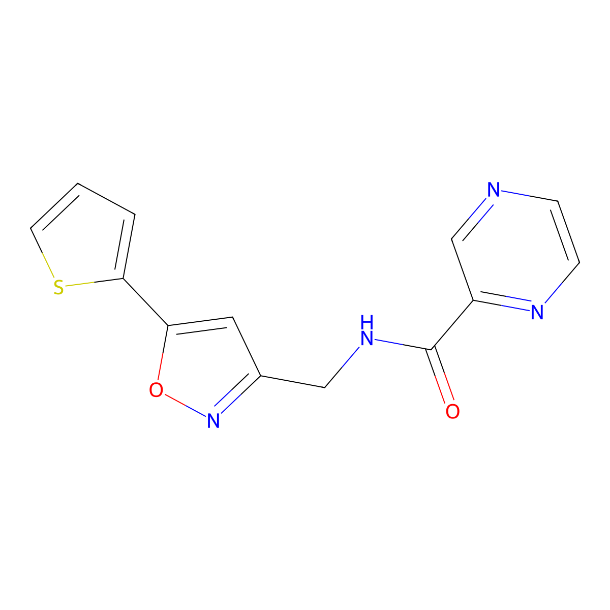 N-((5-(thiophen-2-yl)isoxazol-3-yl)methyl)pyrazine-2-carboxamide molecular structure, CAS 1207023-61-7
