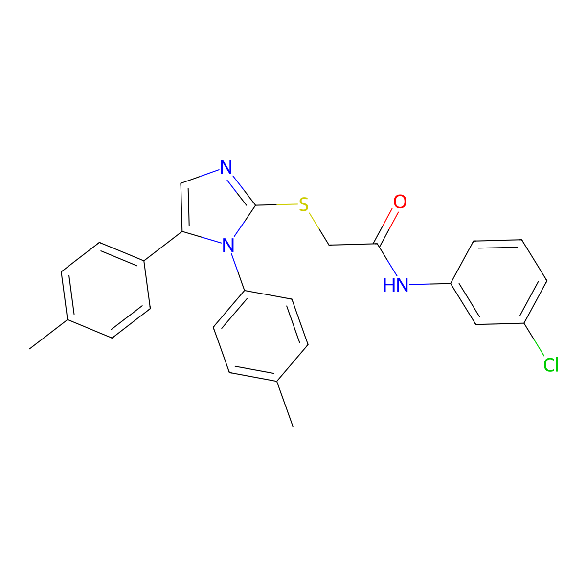 2-{[1,5-bis(4-methylphenyl)-1H-imidazol-2-yl]sulfanyl}-N-(3-chlorophenyl)acetamide molecular structure, CAS 1207023-63-9