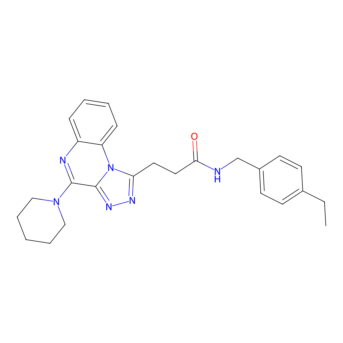 N-(4-ethylbenzyl)-3-(4-(piperidin-1-yl)-[1,2,4]triazolo[4,3-a]quinoxalin-1-yl)propanamide molecular structure, CAS 1207023-65-1