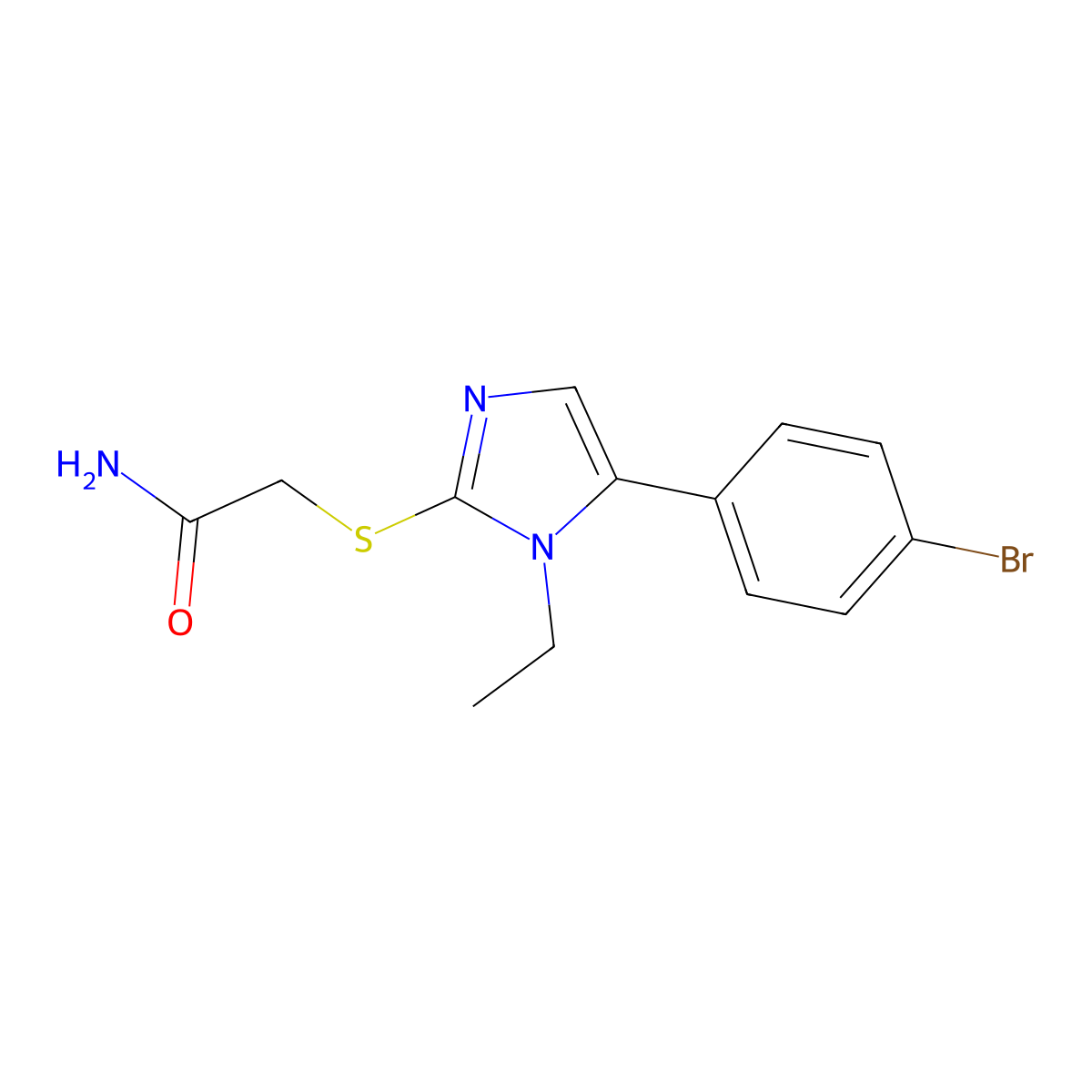 2-((5-(4-bromophenyl)-1-ethyl-1H-imidazol-2-yl)thio)acetamide molecular structure, CAS 1207023-66-2