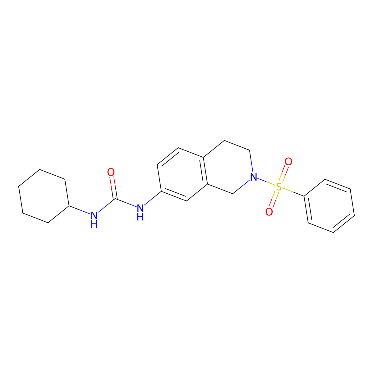 1-Cyclohexyl-3-(2-(phenylsulfonyl)-1,2,3,4-tetrahydroisoquinolin-7-yl)urea molecular structure, CAS 1207023-75-3