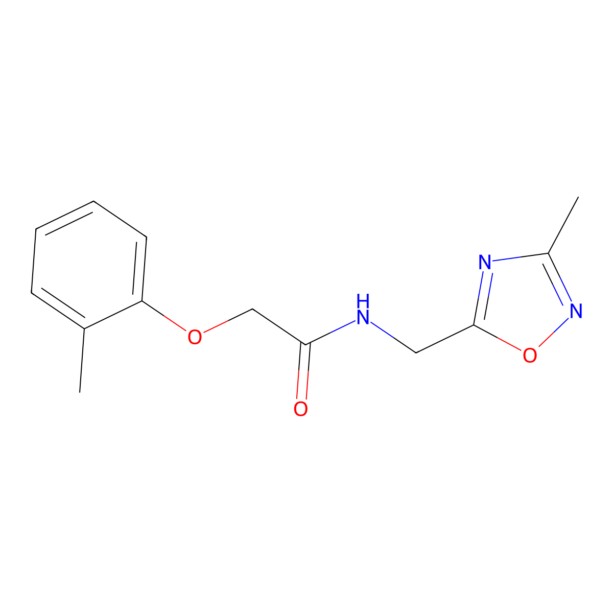 N-((3-methyl-1,2,4-oxadiazol-5-yl)methyl)-2-(o-tolyloxy)acetamide molecular structure, CAS 1207023-92-4