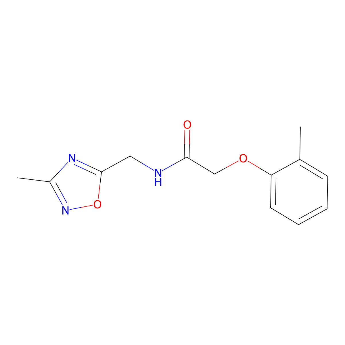 N-((3-methyl-1,2,4-oxadiazol-5-yl)methyl)-2-(o-tolyloxy)acetamide molecular structure, CAS 1207023-92-4