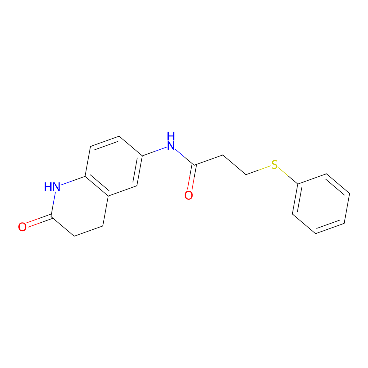 N-(2-oxo-1,2,3,4-tetrahydroquinolin-6-yl)-3-(phenylthio)propanamide molecular structure, CAS 1207023-95-7