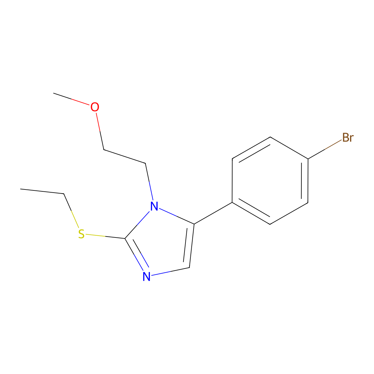 5-(4-bromophenyl)-2-(ethylthio)-1-(2-methoxyethyl)-1H-imidazole molecular structure, CAS 1207023-96-8