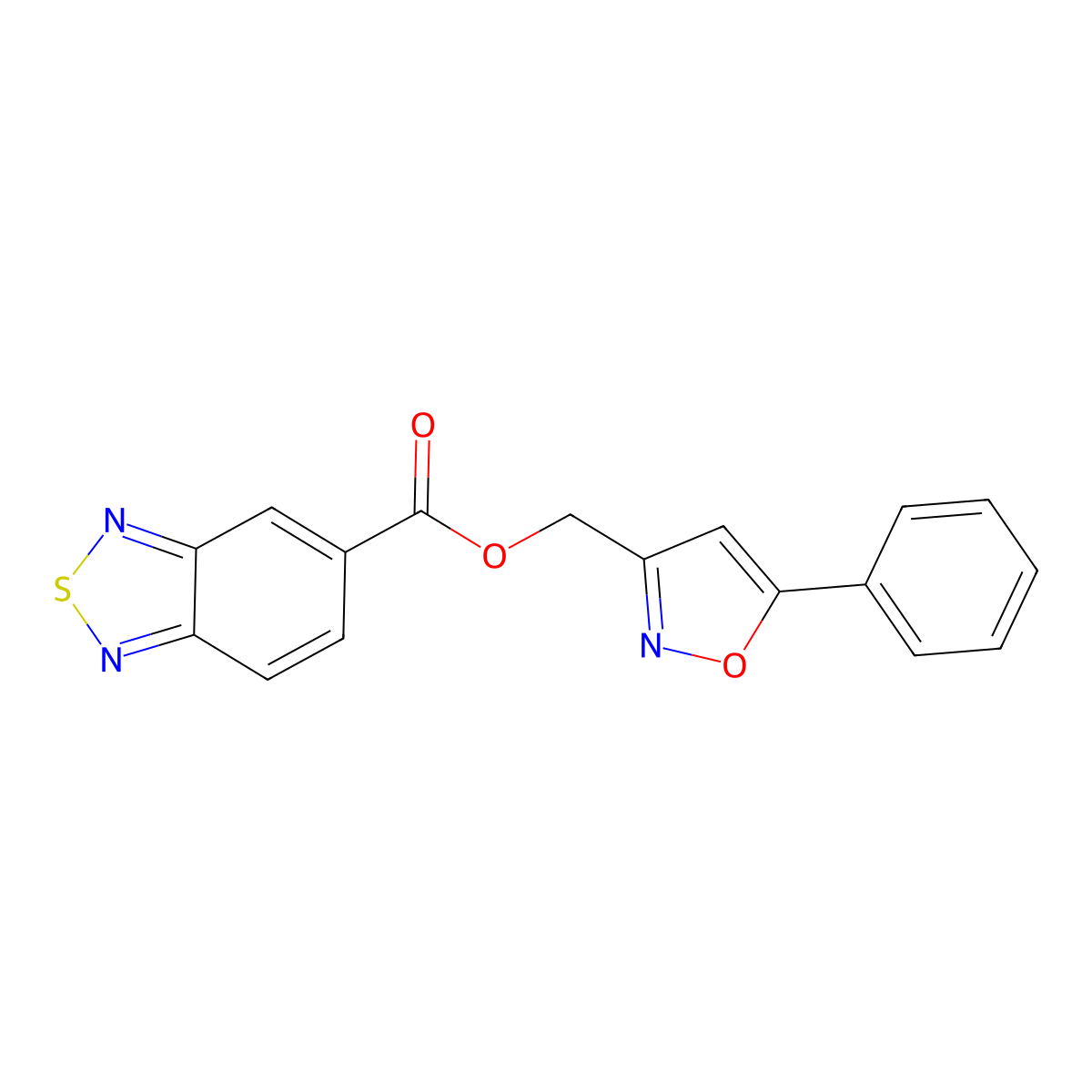 (5-Phenyl-1,2-oxazol-3-yl)methyl 2,1,3-benzothiadiazole-5-carboxylate molecular structure, CAS 1207023-97-9