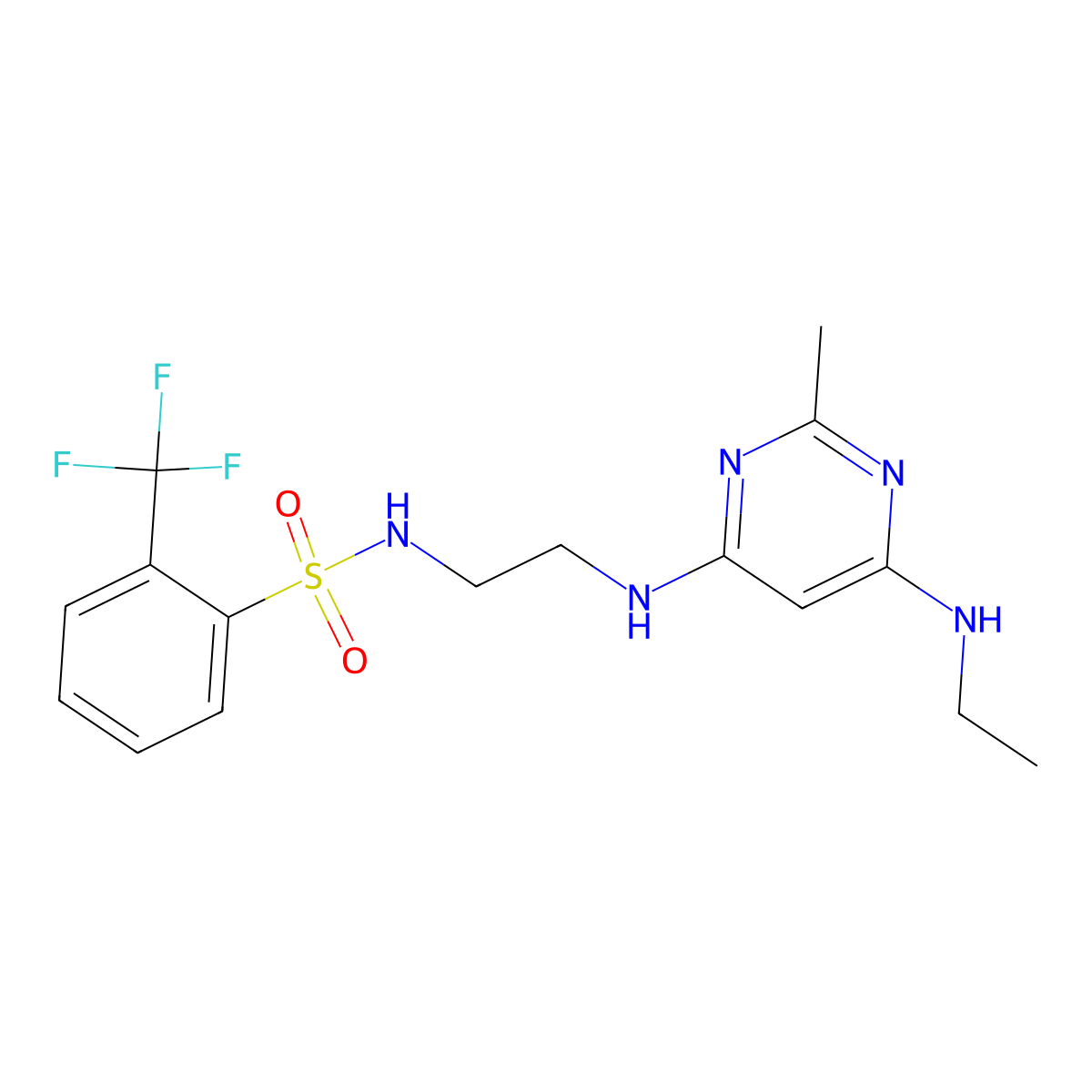 N-(2-((6-(ethylamino)-2-methylpyrimidin-4-yl)amino)ethyl)-2-(trifluoromethyl)benzenesulfonamide molecular structure, CAS 1207024-05-2