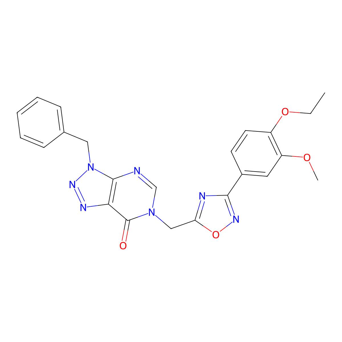 3-benzyl-6-{[3-(4-ethoxy-3-methoxyphenyl)-1,2,4-oxadiazol-5-yl]methyl}-3H,6H,7H-[1,2,3]triazolo[4,5-d]pyrimidin-7-one molecular structure, CAS 1207024-08-5