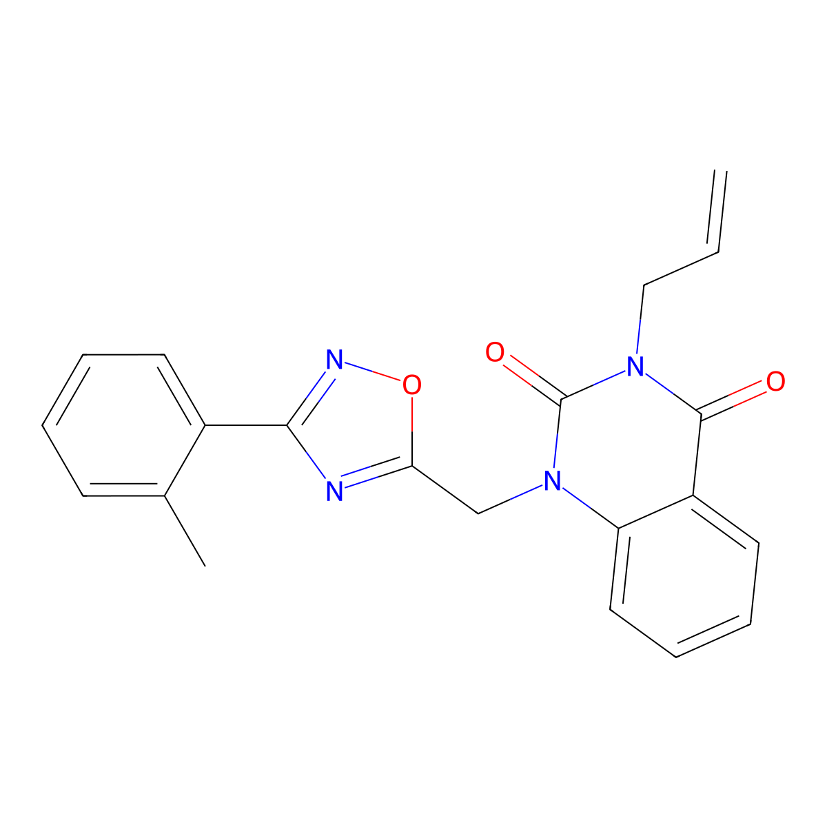 3-allyl-1-((3-(o-tolyl)-1,2,4-oxadiazol-5-yl)methyl)quinazoline-2,4(1H,3H)-dione molecular structure, CAS 1207024-09-6