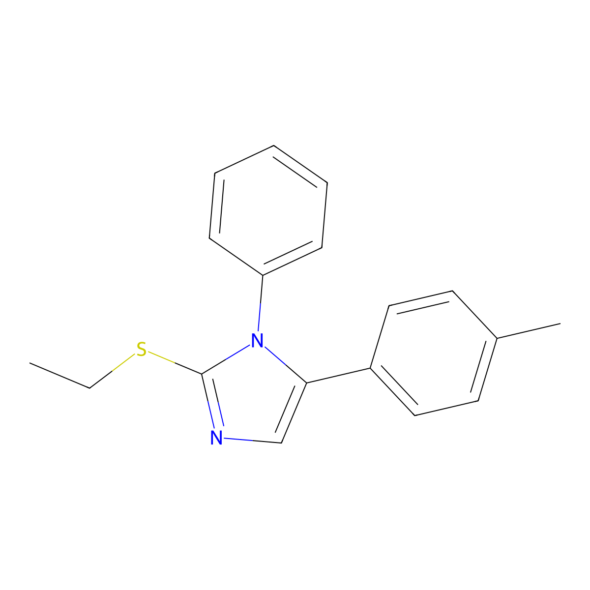 2-(ethylthio)-1-phenyl-5-(p-tolyl)-1H-imidazole molecular structure, CAS 1207024-13-2