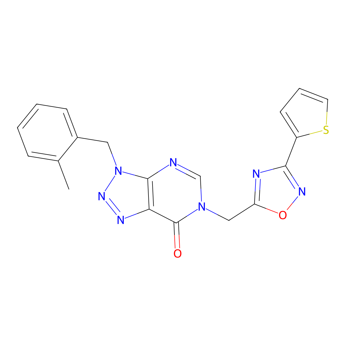 3-(2-methylbenzyl)-6-((3-(thiophen-2-yl)-1,2,4-oxadiazol-5-yl)methyl)-3H-[1,2,3]triazolo[4,5-d]pyrimidin-7(6H)-one molecular structure, CAS 1207024-16-5