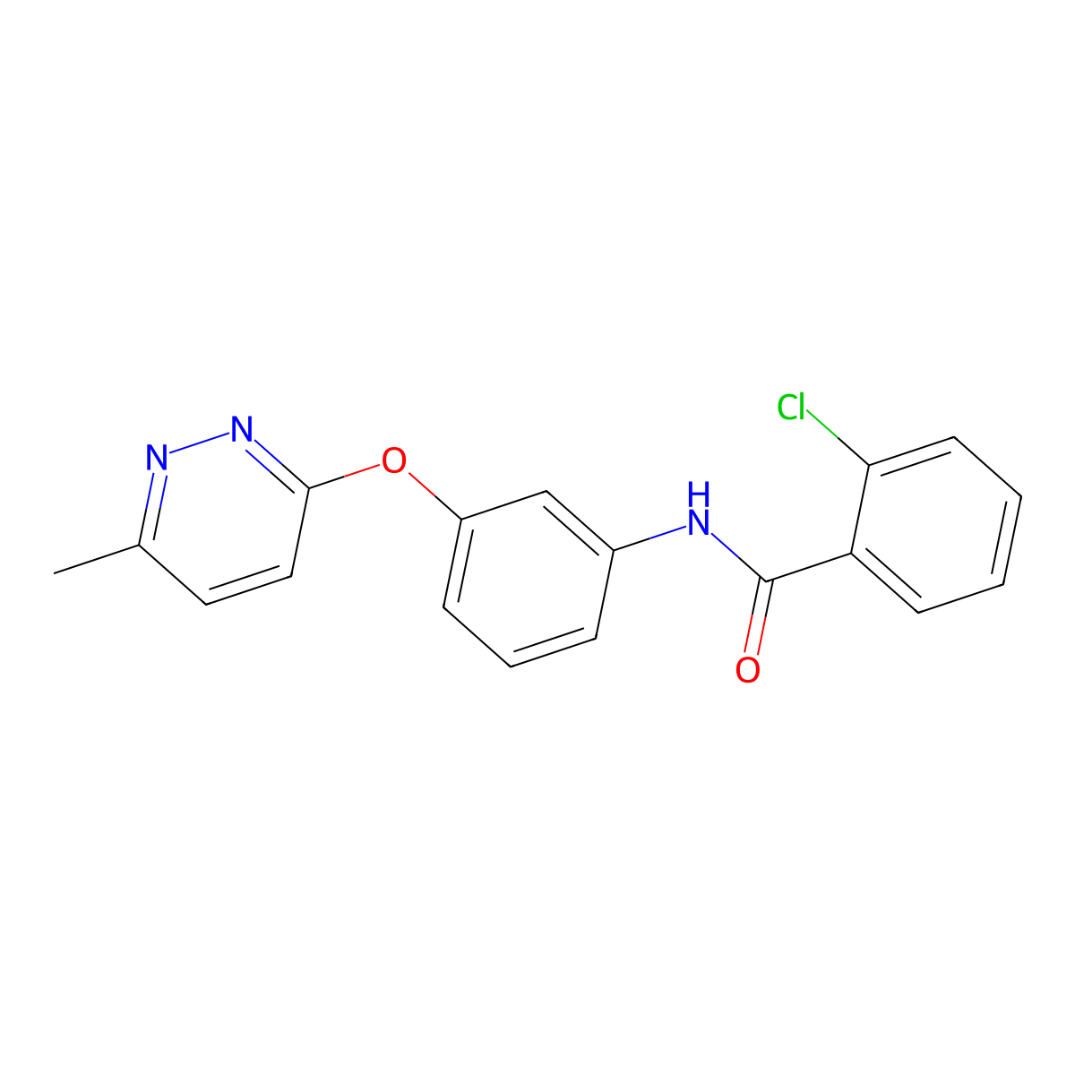 2-chloro-N-(3-((6-methylpyridazin-3-yl)oxy)phenyl)benzamide molecular structure, CAS 1207024-17-6