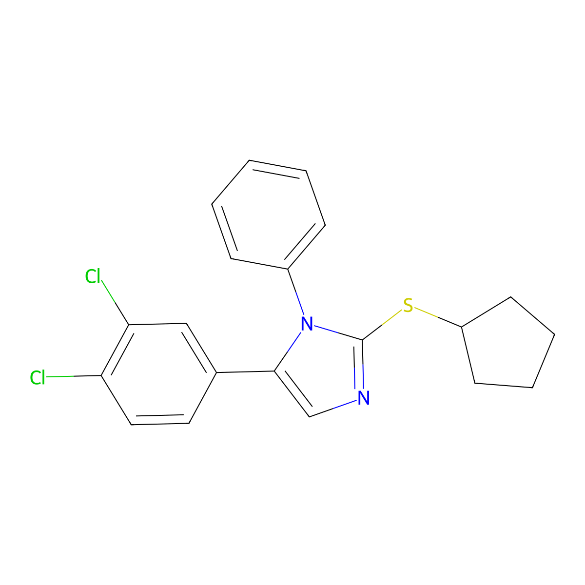 2-(cyclopentylthio)-5-(3,4-dichlorophenyl)-1-phenyl-1H-imidazole molecular structure, CAS 1207024-20-1