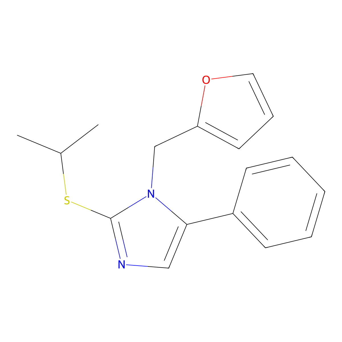 1-(furan-2-ylmethyl)-2-(isopropylthio)-5-phenyl-1H-imidazole molecular structure, CAS 1207024-26-7