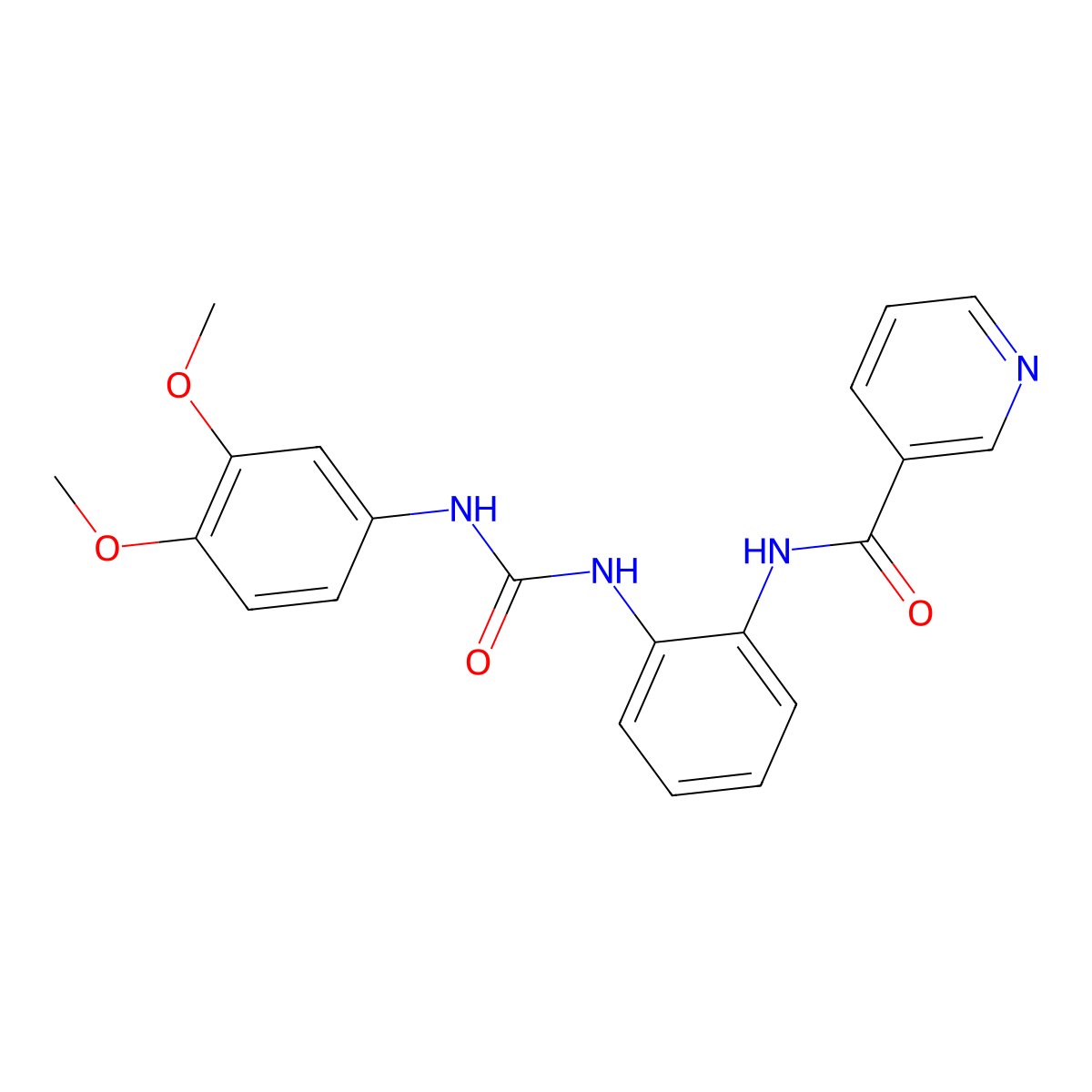 N-(2-(3-(3,4-dimethoxyphenyl)ureido)phenyl)nicotinamide molecular structure, CAS 1207024-27-8