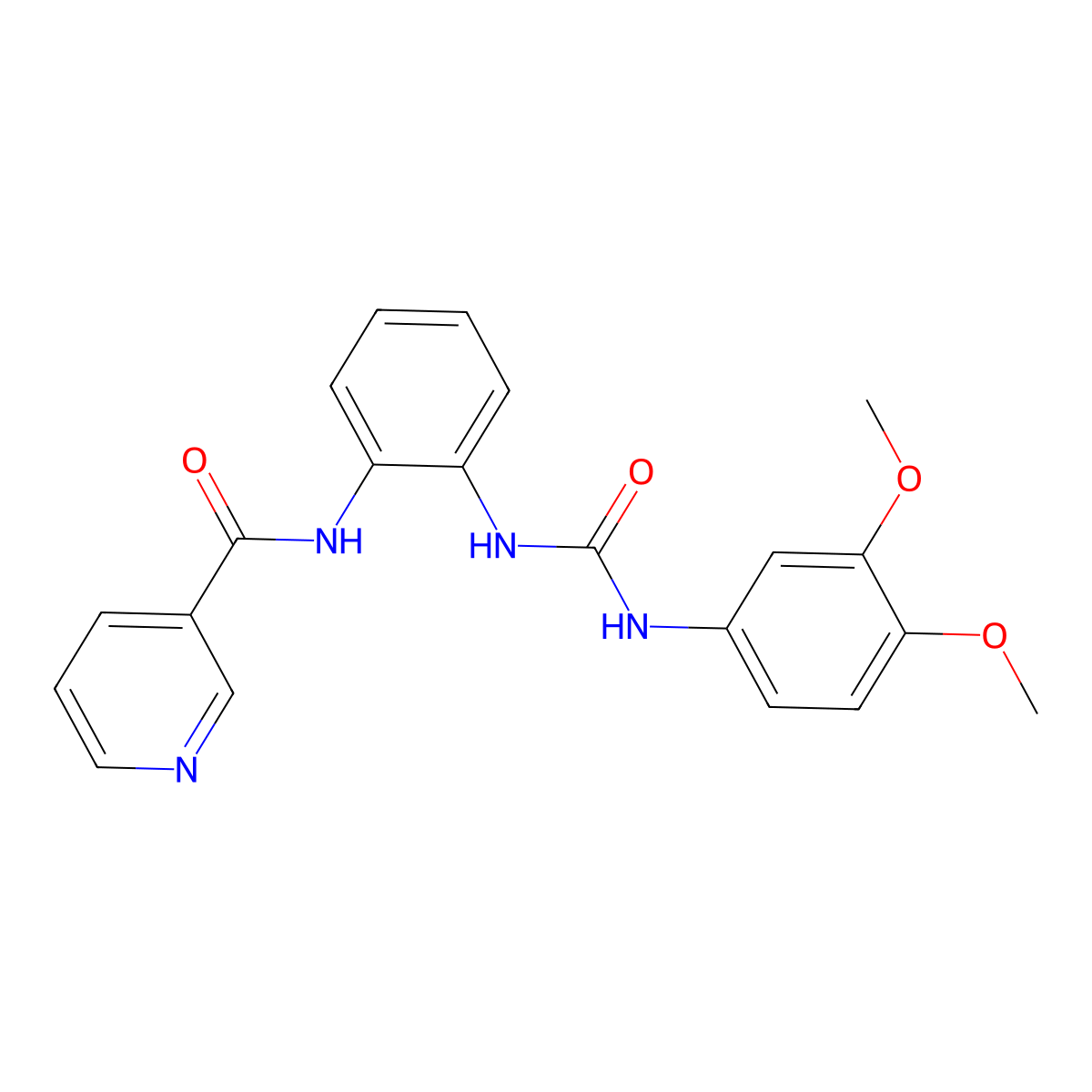 N-(2-(3-(3,4-dimethoxyphenyl)ureido)phenyl)nicotinamide molecular structure, CAS 1207024-27-8