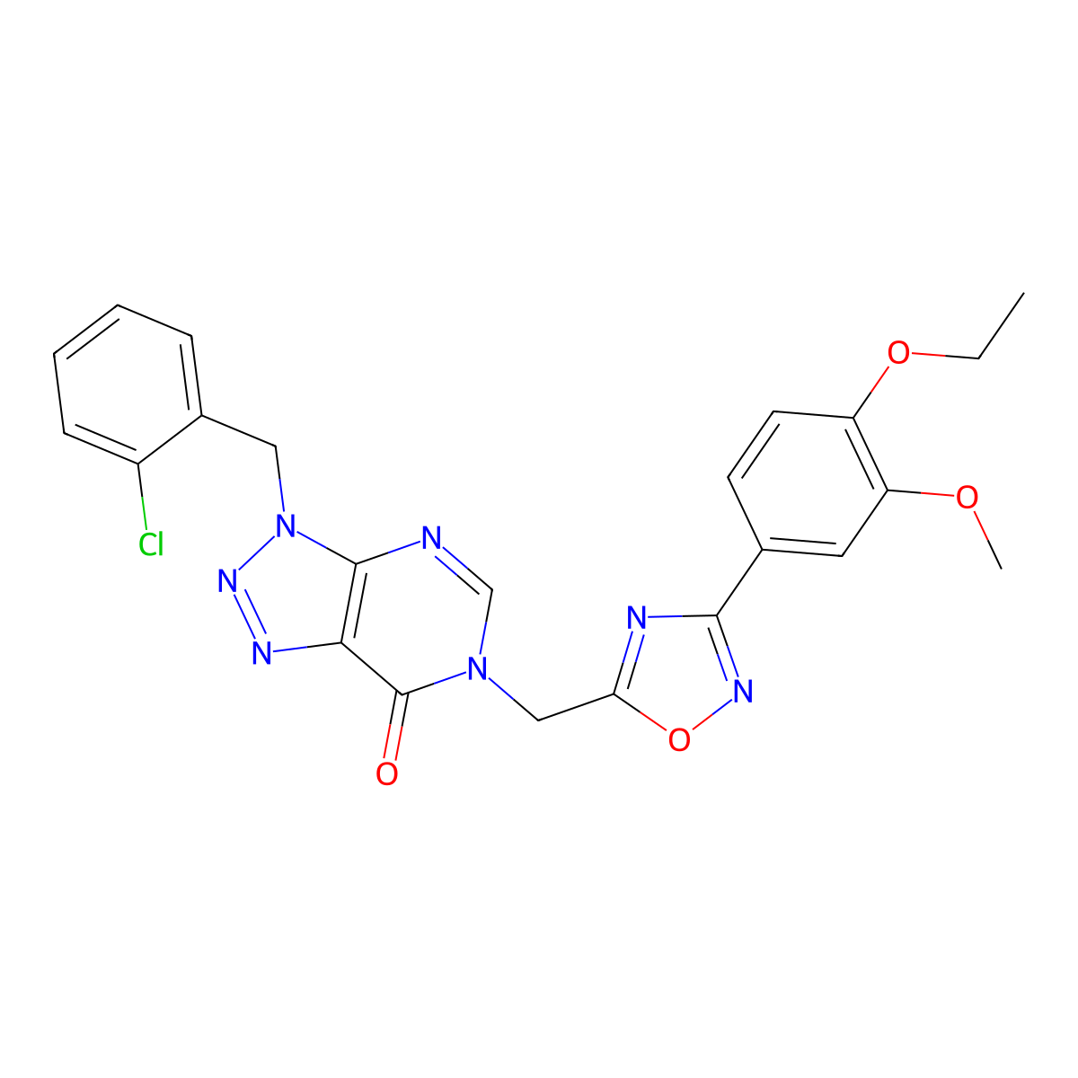 3-(2-chlorobenzyl)-6-((3-(4-ethoxy-3-methoxyphenyl)-1,2,4-oxadiazol-5-yl)methyl)-3H-[1,2,3]triazolo[4,5-d]pyrimidin-7(6H)-one molecular structure, CAS 1207024-33-6