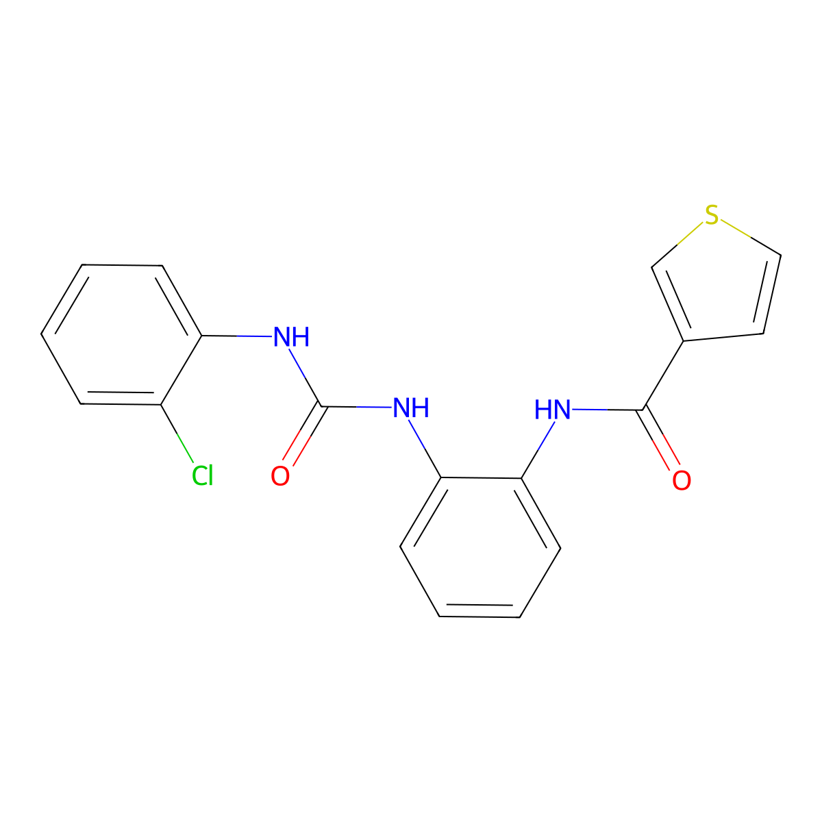 N-(2-(3-(2-chlorophenyl)ureido)phenyl)thiophene-3-carboxamide molecular structure, CAS 1207024-35-8