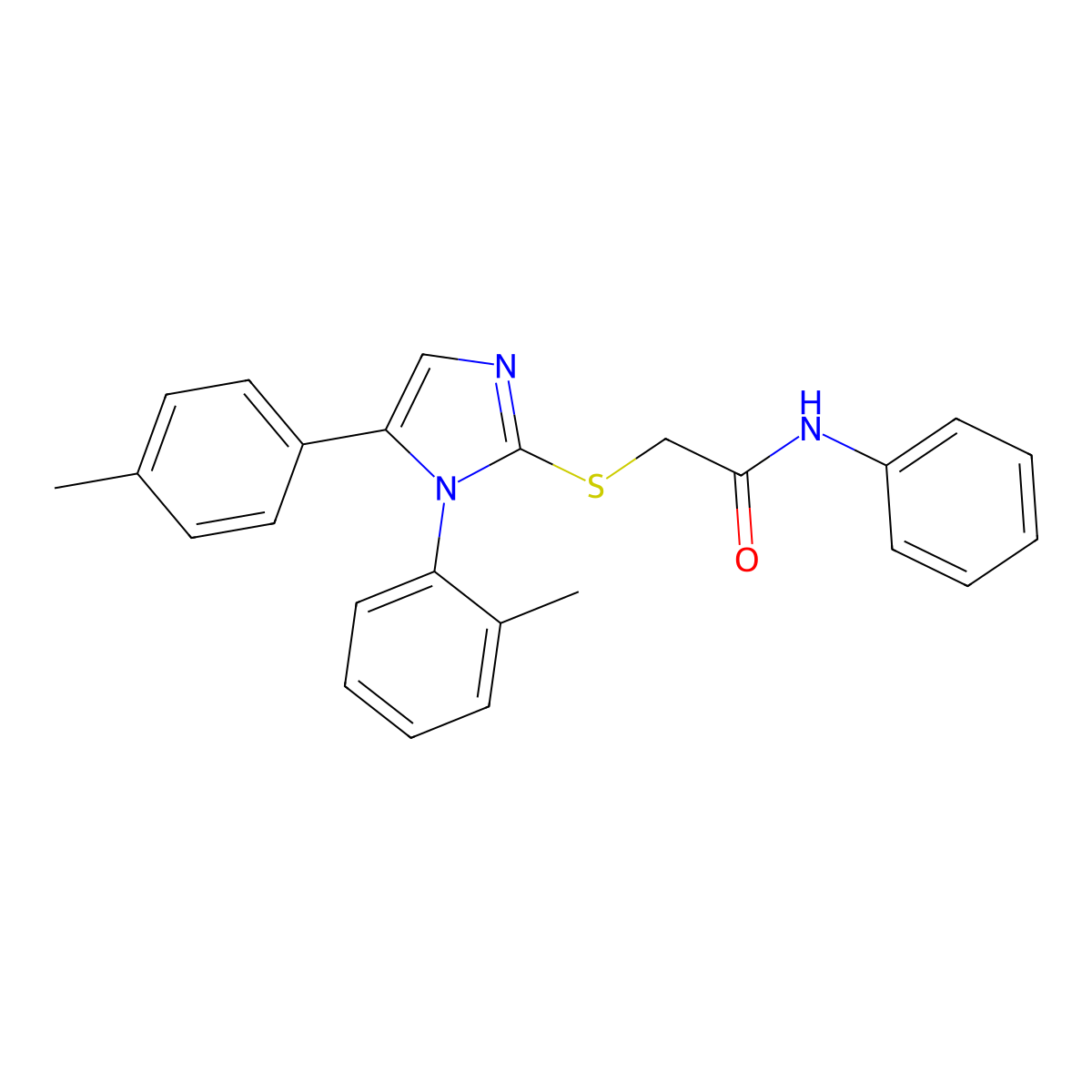 N-phenyl-2-((1-(o-tolyl)-5-(p-tolyl)-1H-imidazol-2-yl)thio)acetamide molecular structure, CAS 1207024-41-6