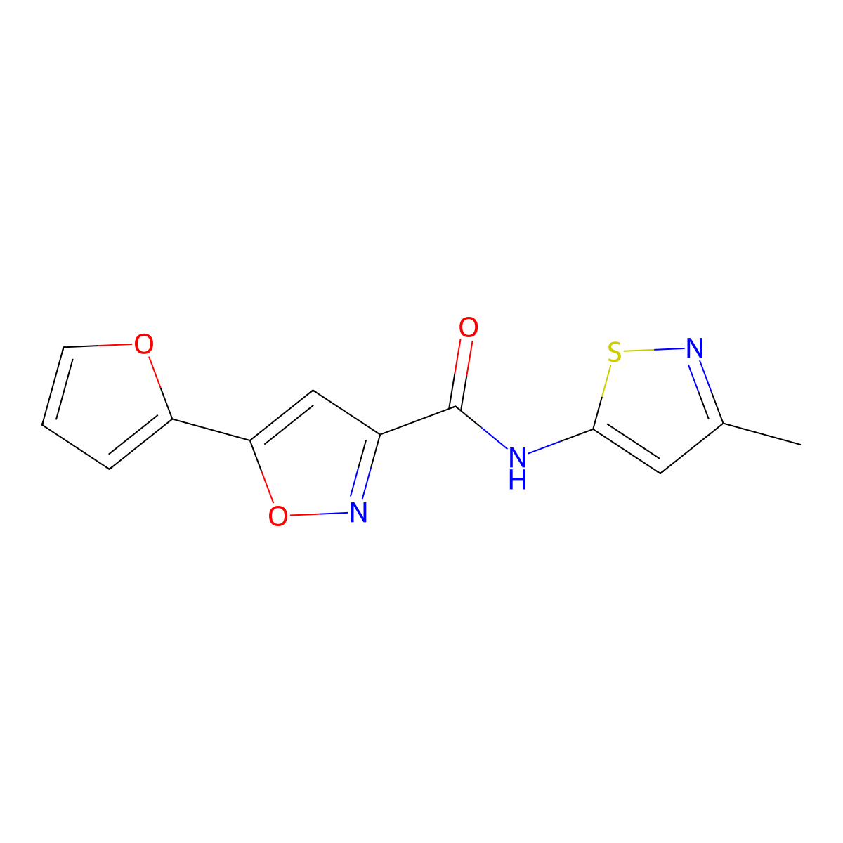 5-(furan-2-yl)-N-(3-methylisothiazol-5-yl)isoxazole-3-carboxamide molecular structure, CAS 1207024-42-7