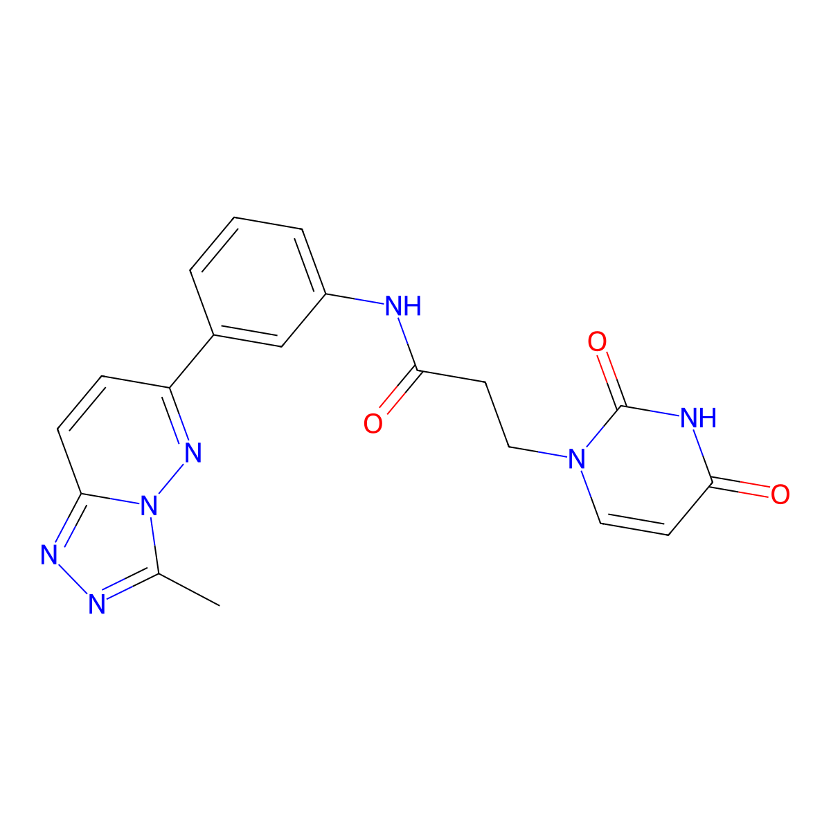 3-(2,4-dioxo-3,4-dihydropyrimidin-1(2H)-yl)-N-(3-(3-methyl-[1,2,4]triazolo[4,3-b]pyridazin-6-yl)phenyl)propanamide molecular structure, CAS 1207024-43-8