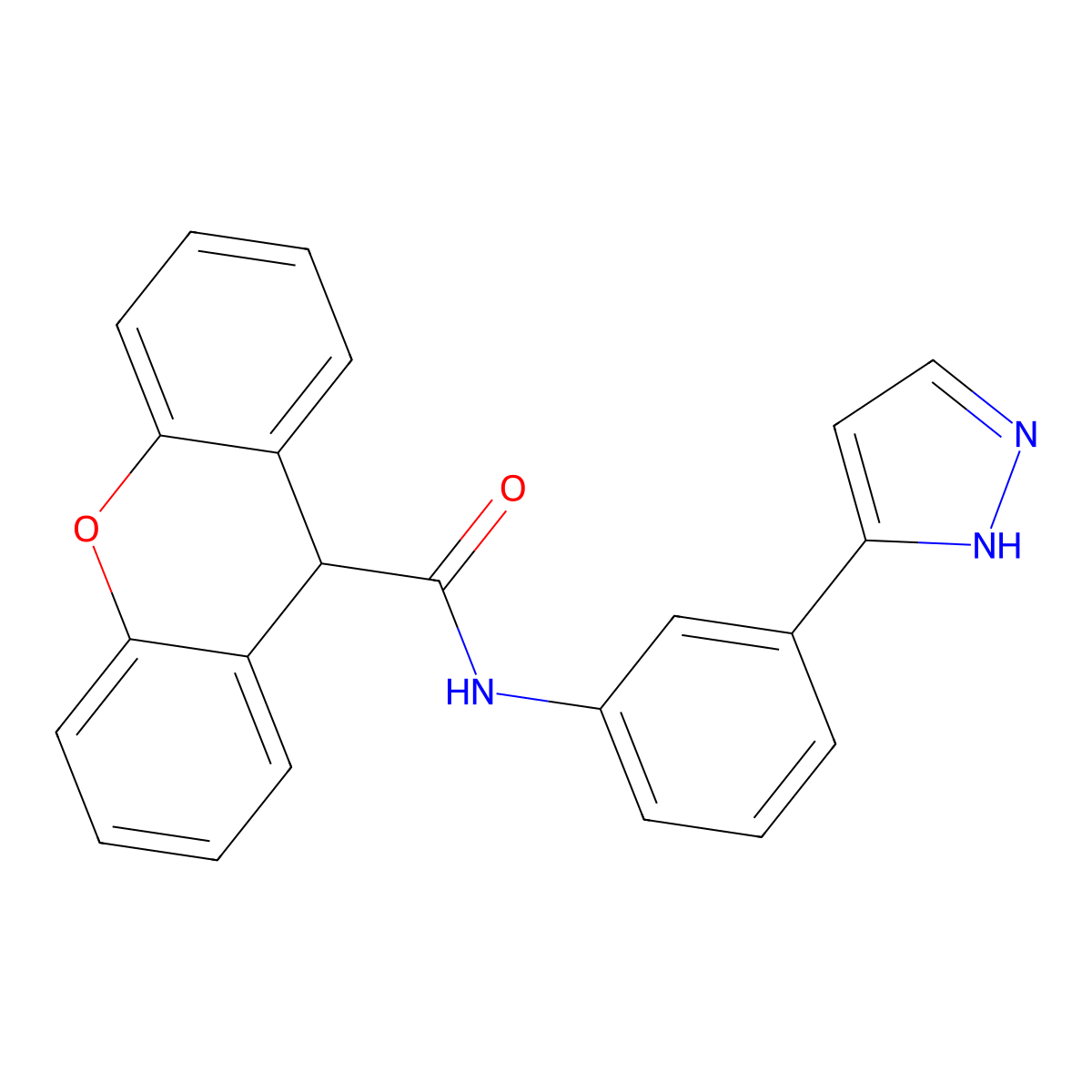N-(3-(1H-pyrazol-3-yl)phenyl)-9H-xanthene-9-carboxamide molecular structure, CAS 1207024-55-2